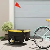 vidaXL Möbel Fahrradanhänger Schwarz und Gelb 30 kg Eisen - Fahrradanhänger &18027