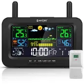 Maltec Funk-Wetterstation Thermometer Barometer Drahtlose externer Wettersensor Druck Alarm