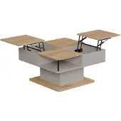 Vicco Couchtisch Movira Beige 80 x 45 cm mit Staufächern, Model 59129