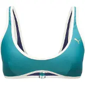 Puma Crop-Bikini-Top , Damen, Gr. M, N-Gr, grün (emerald ice), Microfaser, Obermaterial: 82% Polyester, 18% Elasthan, Bikini-Oberteile Crop-Bikini-Top, mit Kontrastnähten