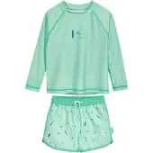 Playshoes UV-Schutz Bade-Set 1/1-Arm Surfbrett Palme in mint | Gr.: 110/116