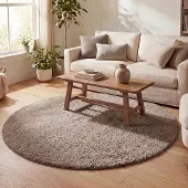 NATURL. Teppich Hochflor Rund - Lofty Taupe Ø 200 cm