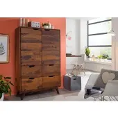 MASSIVMOEBEL24.DE Highboard Sheesham 90x40x145 walnuss gewachst MALMÖ 2 #110