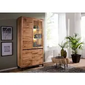 MASSIVMOEBEL24.DE Vitrine Wildeiche 103x40x205 natur geölt VILLANDERS #101