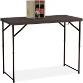 Relaxdays Gartentisch klappbar, HBT: 74x120x60 cm, Kunststoff, Stahl, höhenverstellbar, 6 Personen, Campingtisch, braun