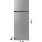 Gorenje Freistehend Kühlschrank/Gefrierschrank, 143.6 x 55.4 x 54.2 cm, Edelstahl, 206 l, N-T, 2 kg/24h, D, Fresh Zone Fach, Grau, Metallisch