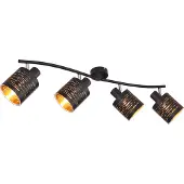 Globo Lighting Strahler Metall schwarz, Kunststoff schwarz, goldfarben, beweglich, LxBxH: 720x100x160mm, exkl. 4x E14 LED 15W 230V