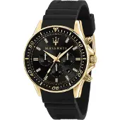 Maserati Herren Uhr SFIDA Chronograph Silikon Armband schwarz UMAR8871640001
