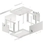 Lanberg WF01-6406-00S, Wandmontiertes Regal, 6U, 60 kg, Sperrschloss, 16,5 kg, Grau