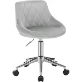 Happyment Bürostuhl Deluxe – Grau – Ergonomischer Drehstuhl – Mit Armlehnen – Auf Rollen – Samt – Höhenverstellbar