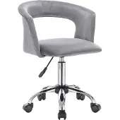 Happyment DeBürostuhl auf Rollen – Samt – Ergonomischer Stuhl für Erwachsene – Höhenverstellbar – Hellgrau