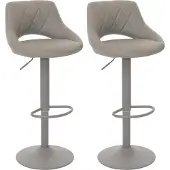 Mendler 2er-Set Barhocker MCW-N64, Barstuhl Tresenhocker, Fußablage drehbar, Kunstleder Metall grau