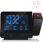 Bearware Wetterstation mit Außensensor, Funkwetterstation, Projektionsanzeige DCF-Funkuhr, Wettervorhersage