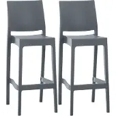 CLP 2er Set Barhocker Maya Kunststoff | Farbe dunkelgrau