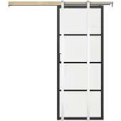 Vente-unique Versenkbare Schiebetür - Aluminium und klares gehärtetes Glas - H 205 x B 63 cm - SINCA II