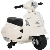 HOMCOM VESPA Elektromotorrad Kindermotorrad Elektrofahrzeug 18-36 Monate 3 km/h LED-Licht Sound Kunststoff-kunststoff Metall Weiß 66,5 x 38 x 52 cm