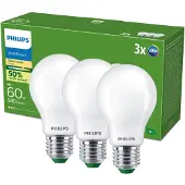 Philips Filament-Lampe Milchglas, 60 W, A60 E27 x 3, 4 W, 60 W, E27, 840 lm, 50000 h, Warmweiß