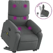 Syfax Massagesessel mit Aufstehhilfe Dunkelgrau Stoff