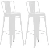 CLP Barhocker 2er Set mit Lehne im Industrial-Look Mason, mit Rückenlehne weiß