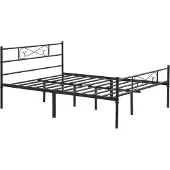 Happyment Metall-Bettgestell – 140x200cm – Inklusive Lattenrost – Doppelbett – Schwarz