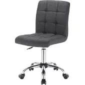 Happyment Werkhocker Ziva – Dunkelgrau – Für Erwachsene – Mit Rollen – Stoff – Ergonomischer Bürostuhl – Höhenverstellbar