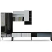 AEA Wohnwand TV Ständer RTV Lowboard Vitrine Holz Modern Weiß Wohnzimmer