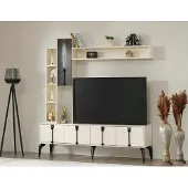 AEA Wohnwand TV Ständer Regal Wohnzimmer Set 4tlg Holzmöbel Modern Wandschrank