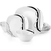 Happyment Exquisite Belviano Tafelservice – 4 Personen – Zebra – Essteller – Frühstücksteller