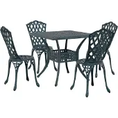 vidaXL Gartentisch Set 5 Stk. Grün Gussaluminium