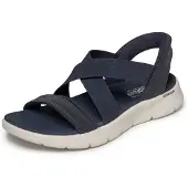 SKECHERS Sandale "GO WALK FLEX SANDAL-GLIMMER UP", Damen, Gr. 37, blau (navy), Textil, Glitzer, Schuhe Sandale, Sommerschuh, Schlupfschuh mit Goga Mat Foatbed
