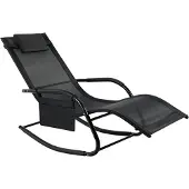 Happyment Deluxe Liegestuhl – Sonnenliege für Garten, Terrasse & Camping – Schwarz