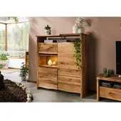 MASSIVMOEBEL24.DE Highboard Wildeiche 131x45x147 natur geölt PURE OAK #703