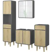 Vicco Badmöbel-Set Arla Anthrazit/Eiche 4 Teile, Model 51822