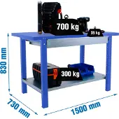 Simonwork (bancos De Trabajo) SIMONWORK BT6L PRO METAL 1BOX 1500 BLAU Werkbank mit Parafuses