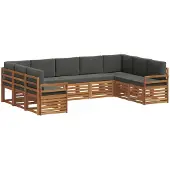 vidaXL Outdoor-Sofagarnitur 9 stk. Natur und Anthrazit