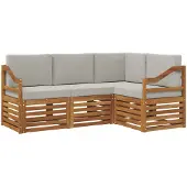 vidaXL Outdoor-Sofagarnitur 4 stk. Natürlich und Hellgrau Polyester