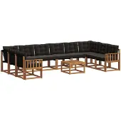 vidaXL Outdoor-Sofagarnitur 11 stk. Natürlich und Schwarz