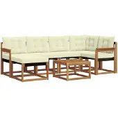 vidaXL Outdoor-Sofagarnitur 7 stk. Natur und Creme