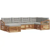 vidaXL Outdoor-Sofagarnitur mit Kissen 6 pcs Natürlich und Hellgrau