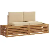 vidaXL Outdoor-Sofagarnitur mit Kissen 2 Stück Natur und Beige