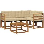 vidaXL Outdoor-Sofagarnitur 5 stk. Natur und Beige