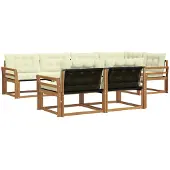 vidaXL Outdoor-Sofagarnitur 7 Stk. Natur und Creme