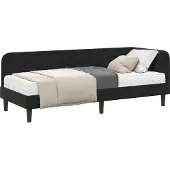 Syfax Eckbettgestell Schwarz 80 x 200 cm Samt