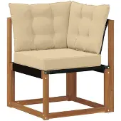 vidaXL Outdoor Ecksofa Massivholz Akazie und Textilene Stoff Natur