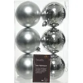 Kaemingk Weihnachtsbaumkugeln Bruchfest 8 cm 6 Stueck Silber Glanz Matt