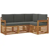 vidaXL Sofagarnituren 4 pcs Natur und Anthrazit Massivholz Akazie
