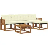 vidaXL Outdoor-Sofagarnitur 6 stk. Natur und Creme