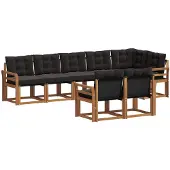 vidaXL Outdoor-Sofagarnitur 8 stk. Natürlich und Schwarz