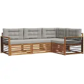vidaXL Outdoor-Sofagarnitur mit Kissen 4 pcs Natürlich und Hellgrau