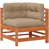 vidaXL Gartenecksofa Massives Kiefernholz Wachsbraun